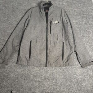 Philadelphia Eagles Jacket‎ Mens Large Gray NFL Football Softshell Full Zip Logo